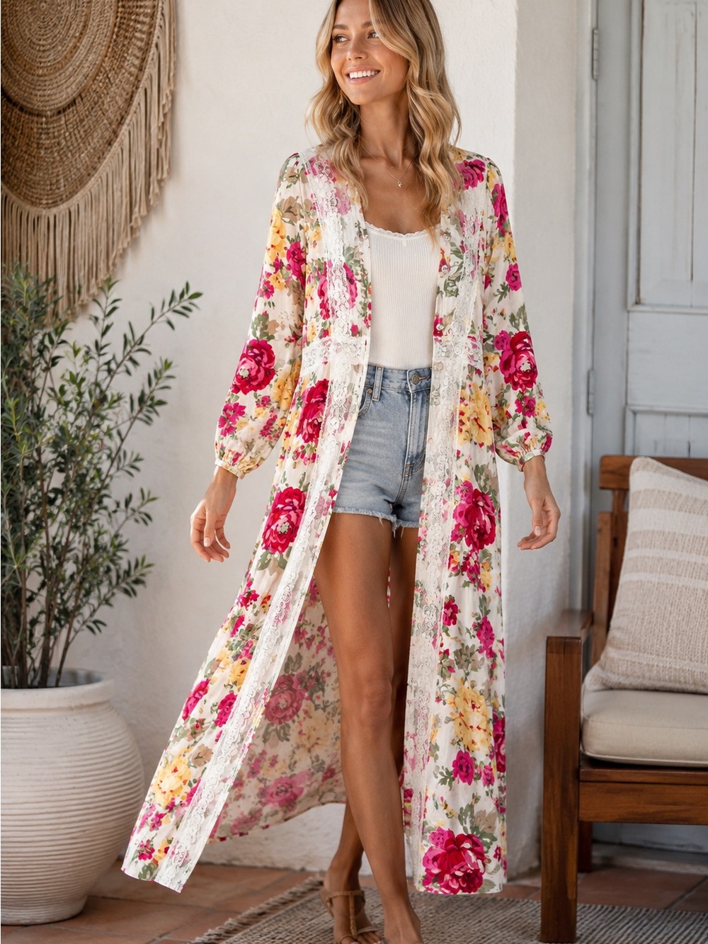 What Would Susie Wear Floral Lace Duster NWT | size S